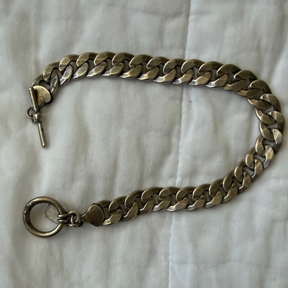 Silver Vintage Chain Bracelet with Toggle Clasp - Picture 5 of 7